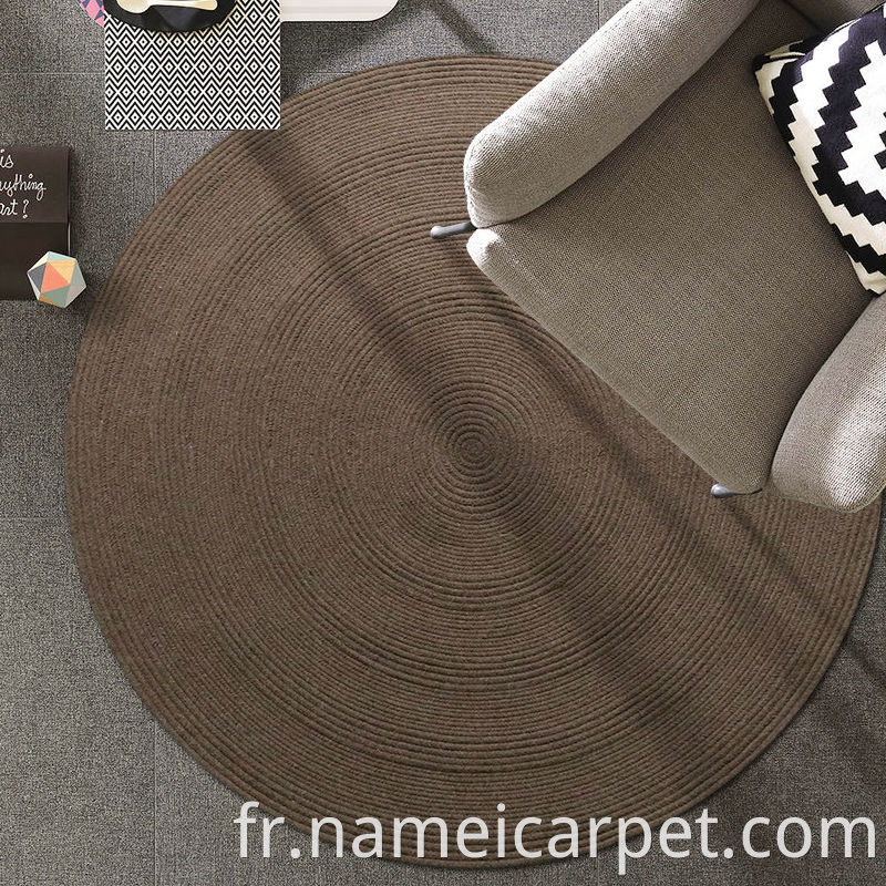 Round Wool Braided Living Room Rug